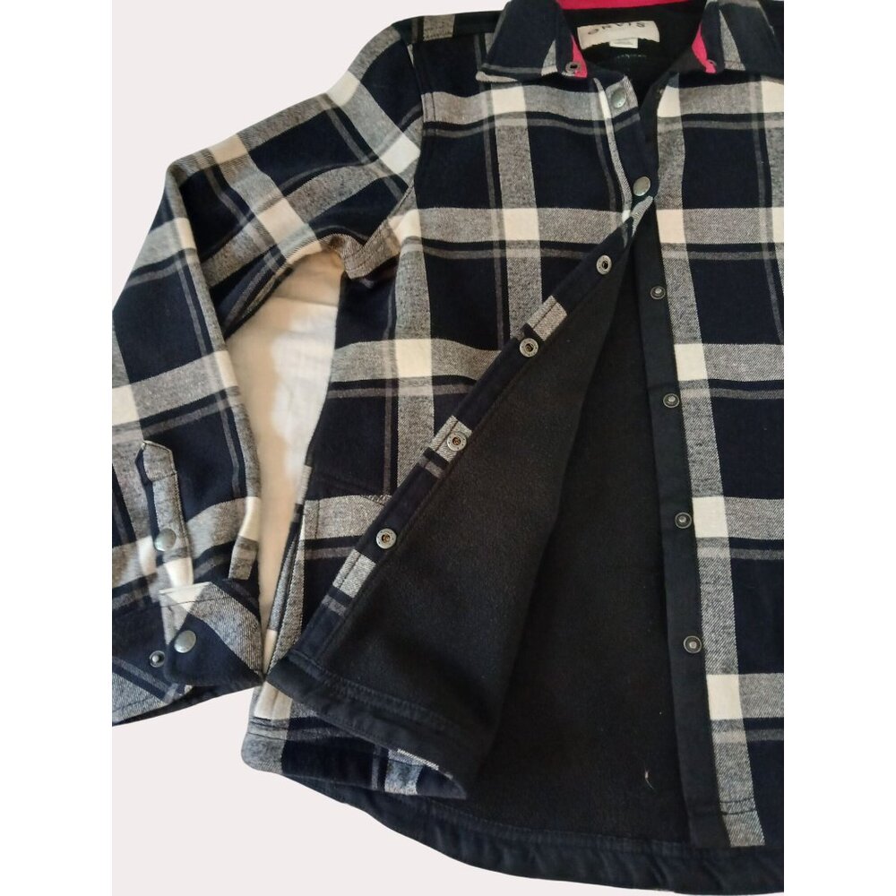 Orvis Womens Plaid Flannel Shirt Jacket Black Gray Snap Button Front S Pockets - Picture 11 of 16